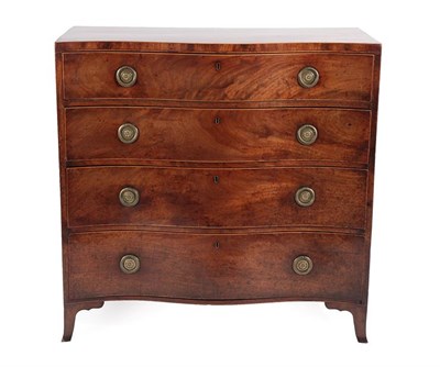 Lot 199 - A George III Mahogany Serpentine Chest of Drawers, late 18th century, the four deep drawers...