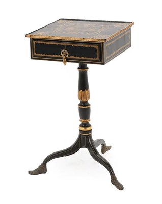 Lot 201 - A Regency Ebonised and Chinoiserie Decorated Occasional Table, early 19th century, the square...