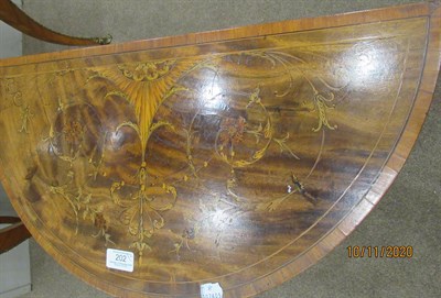 Lot 202 - A Pair of Edwardian Mahogany, Crossbanded and Marquetry Decorated D Shape Hall Tables, each...