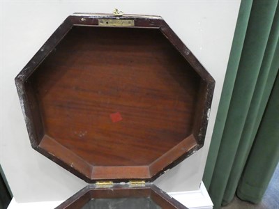 Lot 214 - A George III Mahogany and Brass Bound Octagonal Wine Cooler, late 18th century, the hinged lid...