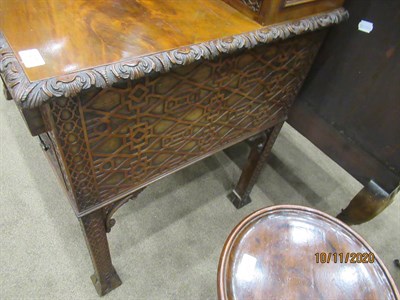 Lot 217 - A Chippendale Revival Carved Mahogany Desk, late 19th/early 20th century, the upper section...