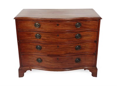 Lot 219 - A George III Mahogany Serpentine Front Four Drawer Chest, 2nd half 18th century, the moulded...