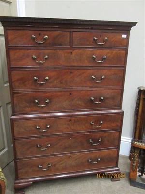 Lot 221 - A George III Mahogany Chest on Chest, 3rd quarter 18th century, labelled S Phillips Esq, 21...