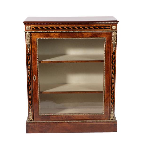 Lot 224 - A Victorian Figured Walnut, Marquetry Inlaid and Gilt Metal Mounted Pier Cabinet, circa 1870,...