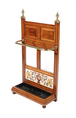 Lot 225 - A Victorian Oak and Tile-Back Three-Division Stick Stand, attributed to James Shoolbred, the...