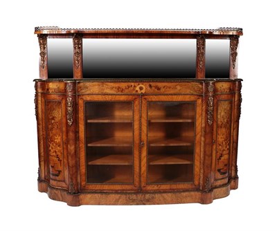 Lot 228 - A Victorian Figure Walnut, Marquetry Inlaid and Gilt Metal Mounted Credenza, circa 1870, the...