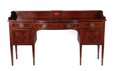 Lot 234 - A Late George III Mahogany, Rosewood Crossbanded and Marquetry Decorated Bowfront Sideboard,...