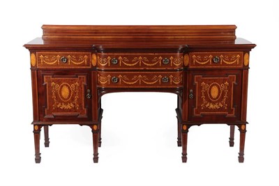 Lot 235 - A Late 19th Century Mahogany, Satinwood Banded and Marquetry Inlaid Bowfront Sideboard, with...