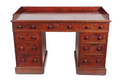 Lot 236 - A Holland & Sons Victorian Mahogany Double Pedestal Desk, mid 19th century, with three-quarter...