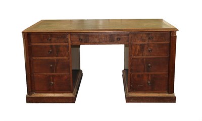Lot 241 - Gillow: A Mahogany Double Pedestal Desk, circa 1850, labelled S & H Jewel, 131-2 High Holborn,...