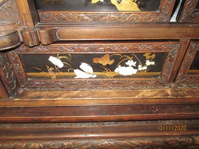 Lot 248 - A Japanese Shibayama, Carved Hardwood and Ivory Decorated Shodana, late 19th century, of...
