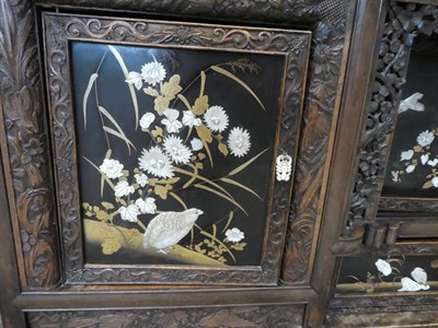 Lot 248 - A Japanese Shibayama, Carved Hardwood and Ivory Decorated Shodana, late 19th century, of...