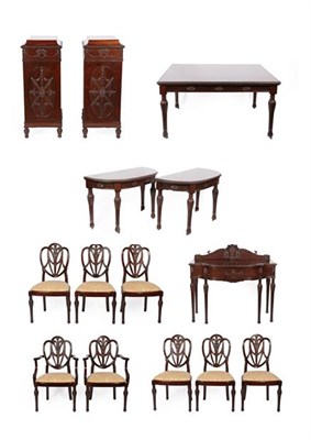 Lot 251 - An Impressive Twelve Piece Carved Mahogany Dining Room Suite, circa 1900, comprising a...