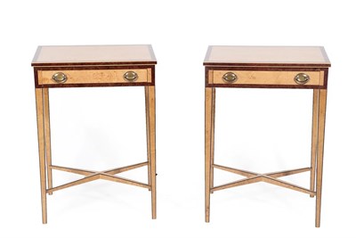 Lot 253 - A Pair of George III Style Burr Oak and Burr Elm Crossbanded Side Tables, modern, of...