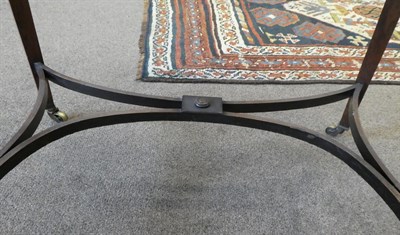 Lot 255 - A Late 19th Century Rosewood, Ivory and Penwork Inlaid Kidney Shape Writing Desk, labelled Wallis &