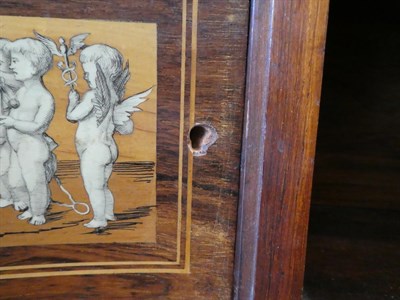 Lot 255 - A Late 19th Century Rosewood, Ivory and Penwork Inlaid Kidney Shape Writing Desk, labelled Wallis &