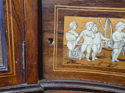 Lot 255 - A Late 19th Century Rosewood, Ivory and Penwork Inlaid Kidney Shape Writing Desk, labelled Wallis &