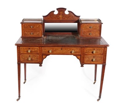 Lot 256 - James Shoolbred & Co: An Edwardian Mahogany, Satinwood Banded and Marquetry Inlaid Writing...