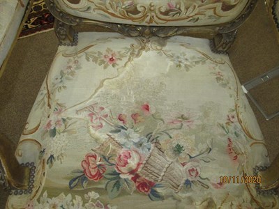 Lot 272 - A Louis XV Style Giltwood and Aubusson Salon Suite, late 19th century, comprising a...