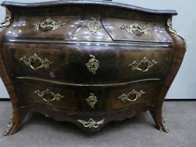 Lot 283 - A Swedish Kingwood, Fruitwood, Crossbanded and Parquetry Decorated Bombé Shaped Commode, circa...