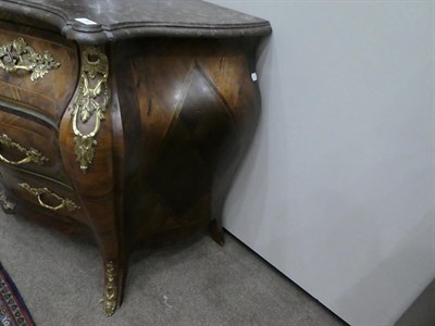 Lot 283 - A Swedish Kingwood, Fruitwood, Crossbanded and Parquetry Decorated Bombé Shaped Commode, circa...