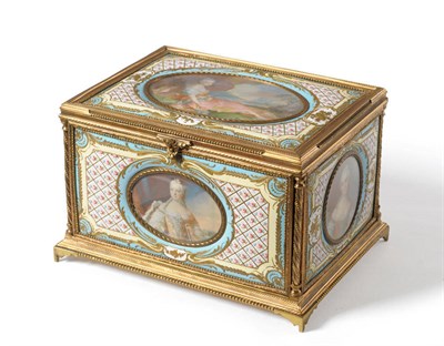 Lot 1079 - A Viennese Ormolu and Enamel Miniature Mounted Table Casket, late 19th century, of rectangular...