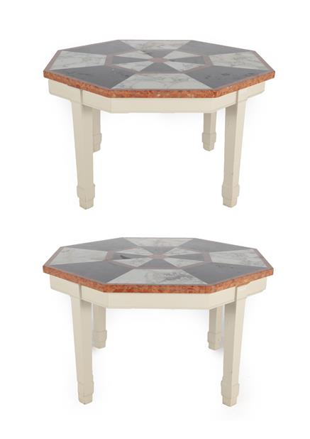Lot 289 - A Pair of Octagonal Marble Top Centre Tables,