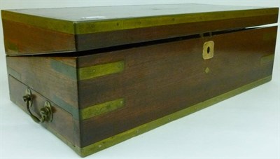 Lot 1080 - A Mahogany and Brass Bound Travelling Writing Box, bearing the maker's label for N Middleton,...