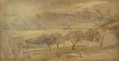 Lot 1005 - Edward Lear (1812-1888) ''Lago d'Iseo'' Signed and dated May 21, 1867, and extensively...