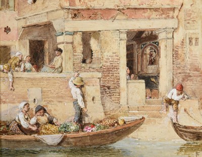 Lot 1006 - Myles Birket Foster RWS (1825-1899)  ''Venetian Shrine''  Monogrammed, watercolour, 17cm by 22.5cm