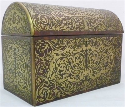 Lot 1083 - A Boullework Domed Casket, circa 1870, of rectangular section, worked all over with a dense foliate