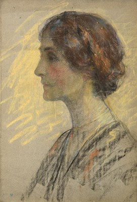 Lot 1012 - British School (early 20th century)  Portrait of an elegant lady, head and shoulders in profile...