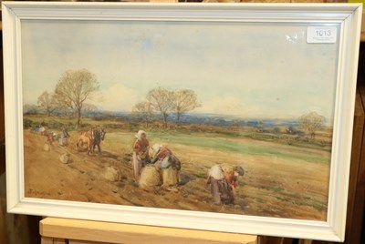 Lot 1013 - John Atkinson (1863-1924)  Ploughing the field Signed, watercolour, 27cm by 45.5cm