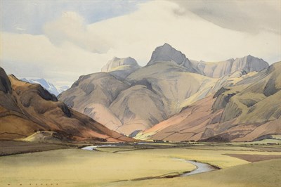 Lot 1016 - William Heaton Cooper RI (1903-1995) The Langdale Pikes  Signed, pencil and watercolour, 36cm...