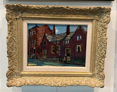 Lot 1020 - Alexander Jamieson (1873-1937) Scottish Street Scene, Glasgow Oil on panel, 15cm by 20.5cm...