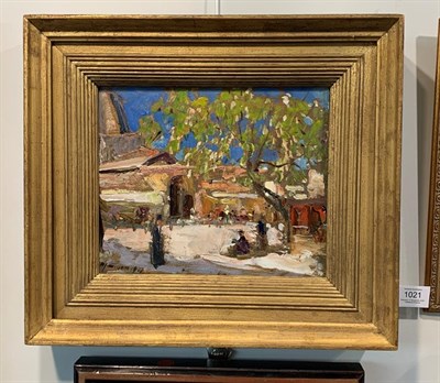 Lot 1021 - Alexander Jamieson (1873-1937) Scottish Market Square, Corfu Signed and dated 1927, inscribed...