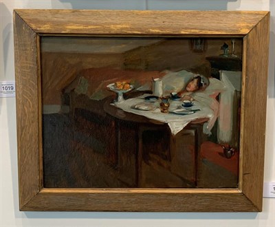 Lot 1026 - Alexander Jamieson (1873-1937) Scottish The artist's wife Biddy MacDonald waking in the bedroom...