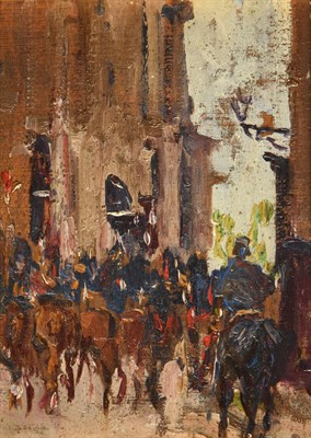 Lot 1029 - Alexander Jamieson (1873-1937) Scottish Cavalry, Paris Oil on panel, 16cm by 11.5cm...