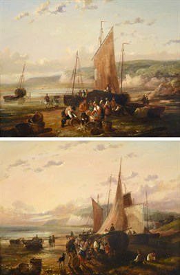 Lot 1031 - Circle of William Shayer Snr. (1787-1879) Unloading the day's catch Oil on canvas, together...