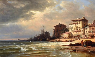 Lot 1036 - Charles Euphrasie Kuwasseg (1838-1904) French Continental coastal scene Signed and dated 1869,...
