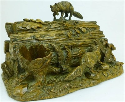 Lot 1086 - A Stained and Carved Linden Wood Decorative Box and Cover, probably Brienz, Switzerland, circa...