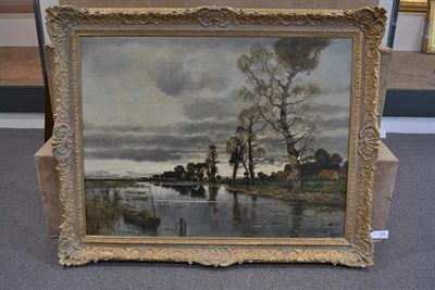 Lot 1040 - Karl Heffner (1849-1925) German An evening wetland scene, possibly Norfolk Signed, oil on...