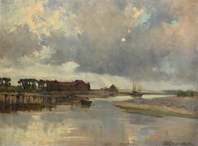 Lot 1041 - Bertram Priestman RA, ROI, NEAC, IS (1868-1951) Tranquil estuary scene Signed, oil on canvas,...