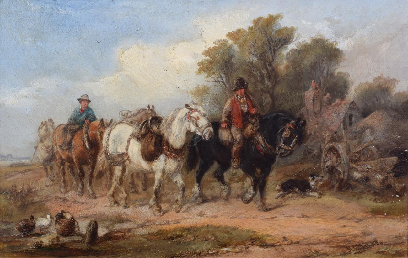Lot 1062 - Harden Sidney Melville (1824-1894) Horseback travellers beside a country cottage Signed, oil on...