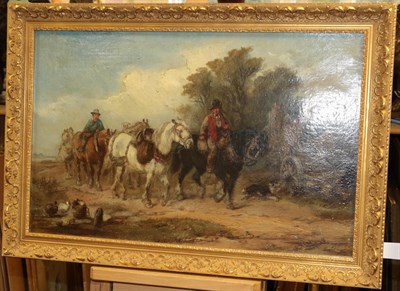 Lot 1062 - Harden Sidney Melville (1824-1894) Horseback travellers beside a country cottage Signed, oil on...