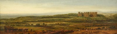 Lot 1073 - James Ward RA (1769-1859) View of Bolton Castle, North Yorkshire  Oil on panel, 11cm by 37cm...