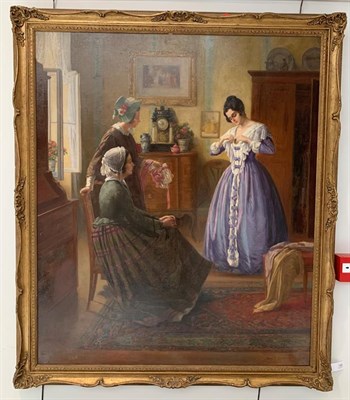 Lot 1086 - Karl Maria Schuster (1871-1953) Austrian  The New Dress Signed, oil on canvas, 116cm by 97cm...