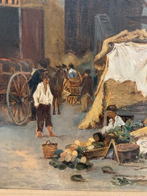 Lot 1093 - Attributed to Raimundo de Madrazo y Garreta (1841-1920) Spanish Busy market place before city walls