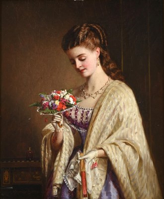 Lot 1097 - William Maw Egley (1827-1916) The Posy  Signed and dated 1859, oil on canvas, 29cm by 24cm...