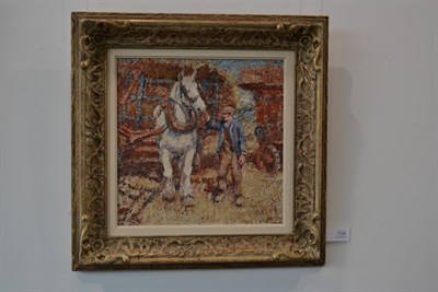 Lot 1106 - Harry Fidler RBA, ROI (1856-1935) ''Threshing'' Signed, signed and inscribed verso, oil on...
